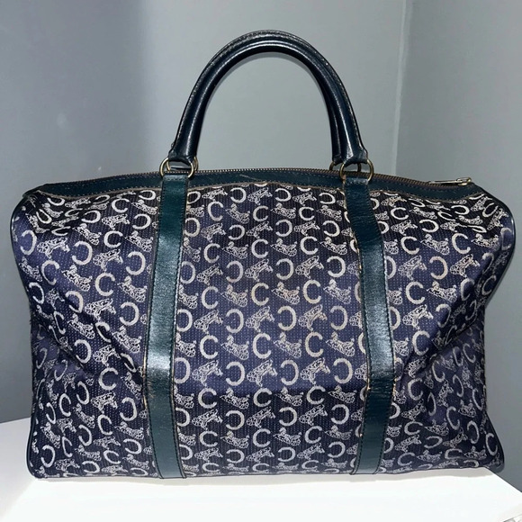 Celine CMacadam Canvas Blue Boston Bag - Picture 1 of 14